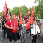 TUC's New Deal demo in central London, Saturday 12 May. GMB activists were marching for an end to zero hours contacts, an end to neglect of our public services and an end to Tory austerity.