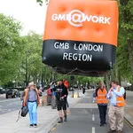 TUC's New Deal demo in central London, Saturday 12 May. GMB activists were marching for an end to zero hours contacts, an end to neglect of our public services and an end to Tory austerity.